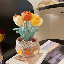 Load image into Gallery viewer, Crochet Flower in Pot, Tulip, Sunflower, Rose, Daisy, Handmade Pot, Mother's Day Gift, Birthday Present, Knitted Flower, Gift for Her