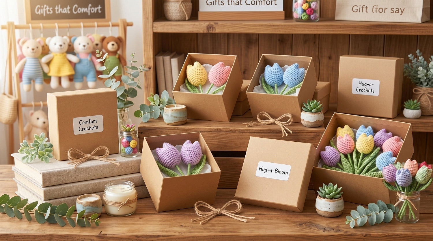 Handmade Crochet Tulip Boxes, Pastel Colors, Lasting Floral Gift
