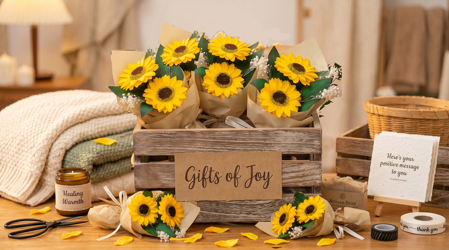 Luxury Soap Flower Bouquet,Sunflower,Handmade Floral Soap Arrangement |