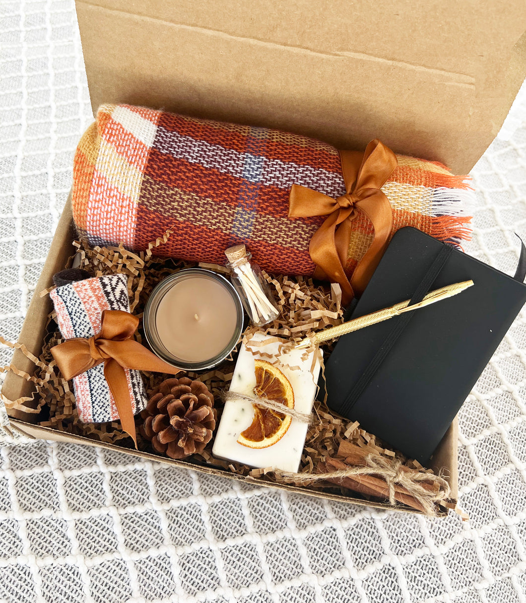 Fall Hygge Blanket Scarf Gift Box for Her - Naturally GiftedNY