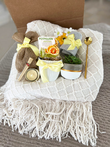 Hygge Gift Box with Blanket, Sending a hug, Thinking of you, Sympathy gift, Bereavement gift, Encouragement gift, Sympathy gift basket - Naturally GiftedNY