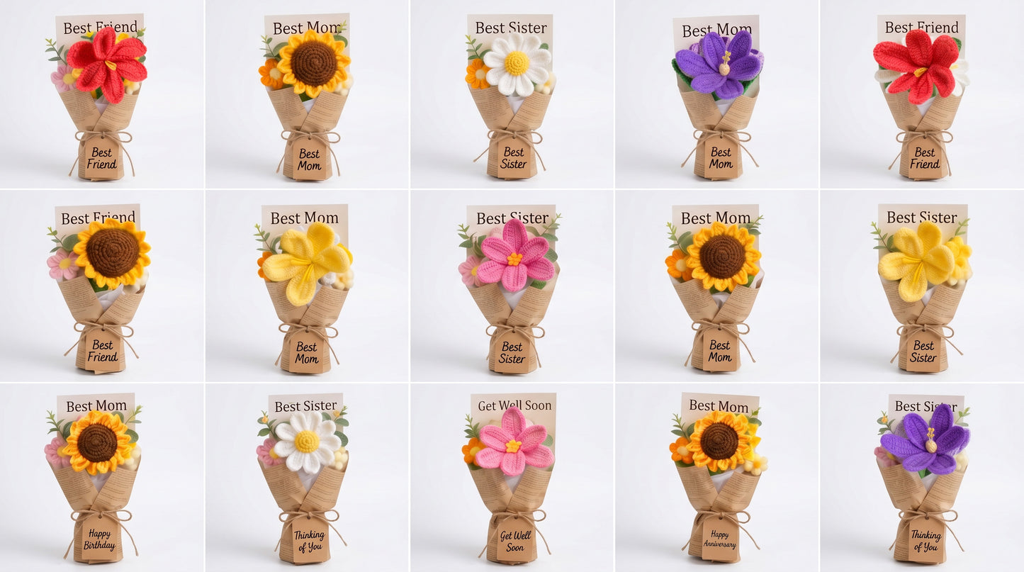Handmade Crochet Tulip Boxes, Pastel Colors, Lasting Floral Gift
