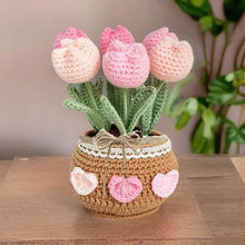 Load image into Gallery viewer, Crochet Sunflower in Pot, Tulip/Sunflower/Daisy Collection, Floral Decor for Flower Lovers, Knitted Plant Gift, Perfect Gift for Her

