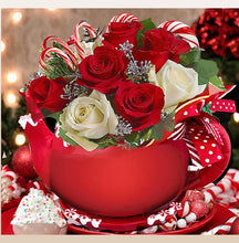 Load image into Gallery viewer, Christmas Pink Teapot Flower Soap Gift Box holiday Floral Gift, Handmade Flower Soap Arrangement, Christmas Gift for Her, Festive Home Décor
