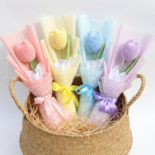 Load image into Gallery viewer, Handmade Crochet Tulip Bouquet, Pastel Colors, Lasting Floral Gift
