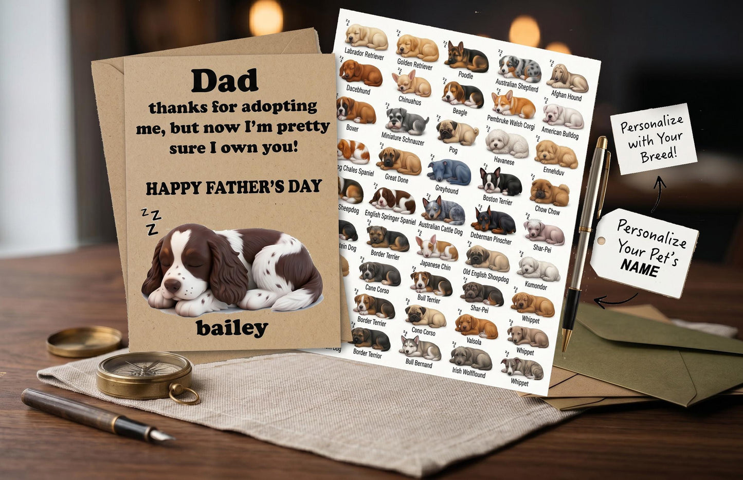 Personalized Dog Breed Father’s Day Card for Dog Dad | Custom Pet Name Card | Funny Father’s Day Card from Dog | Personalized Puppy Dad Gift