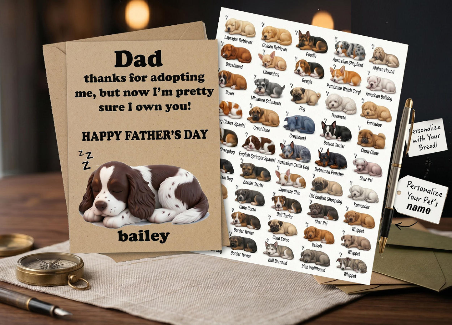 Personalized Dog Breed Father’s Day Card for Dog Dad | Custom Pet Name Card | Funny Father’s Day Card from Dog | Personalized Puppy Dad Gift
