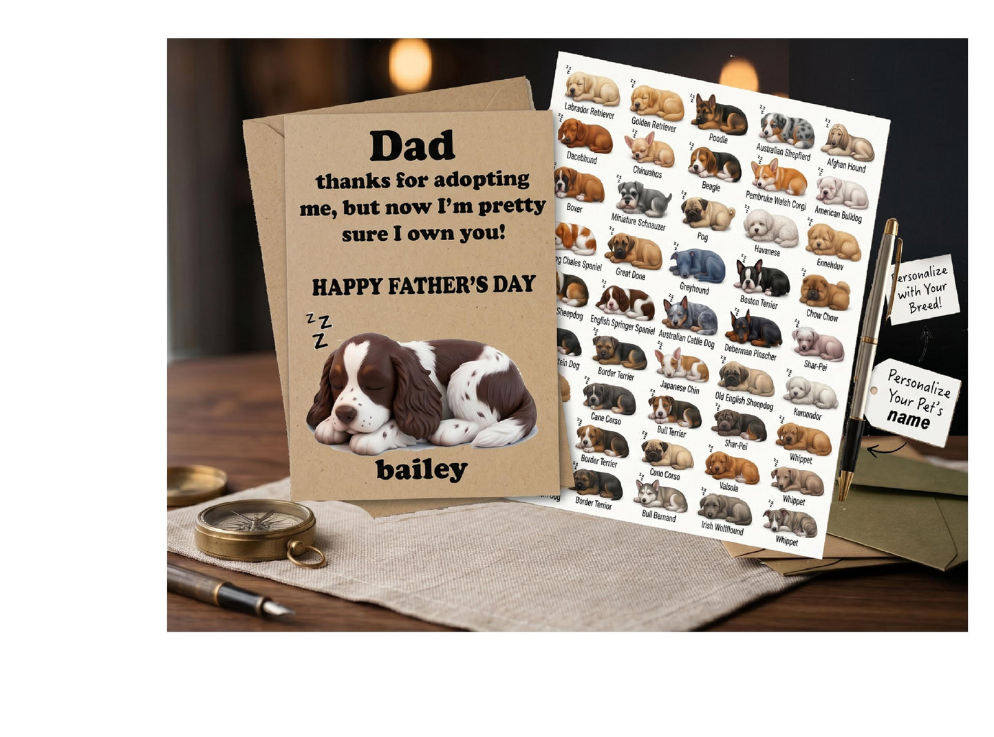 Personalized Dog Breed Father’s Day Card for Dog Dad | Custom Pet Name Card | Funny Father’s Day Card from Dog | Personalized Puppy Dad Gift