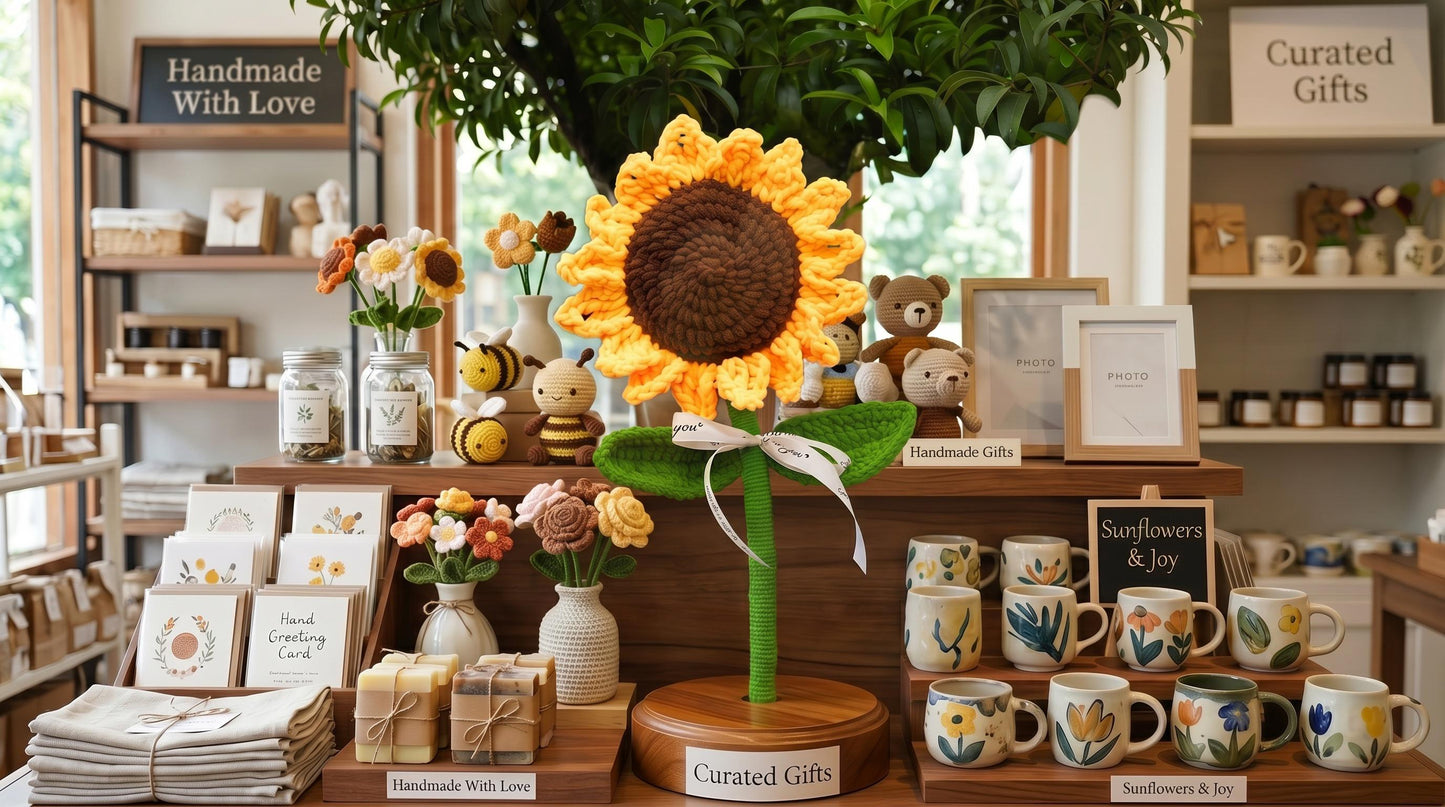 Giant Handmade Crochet Sunflower, 22" Oversized, | Forever Flower Gift | Artisan Crochet Floral Décor A little sunshine that blooms forever