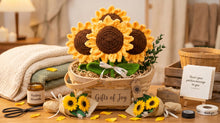 Load image into Gallery viewer, Crochet Sunflower Gift | Handmade Forever Flower | Knitted Sunflower | Rustic Farmhouse Decor | Teacher Mother's Day Gift
