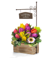 Wood Planter Peony & Tulip Soap Flower Gift Box - Naturally GiftedNY