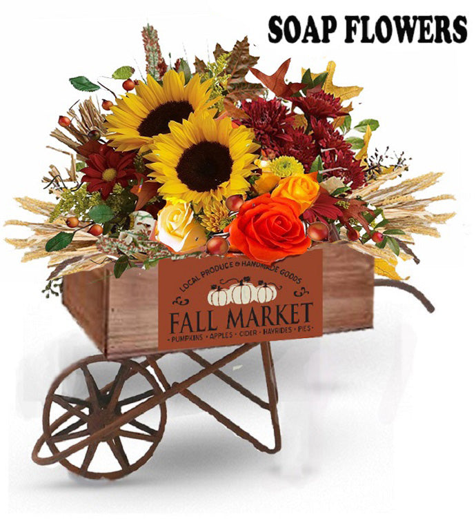 Fall Soap Flower Wheelbarrow - Naturally GiftedNY