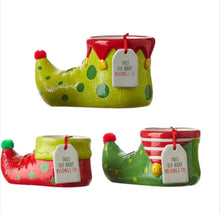 Load image into Gallery viewer, Christmas elf Shoes, Christmas gift, christmas containers, christmas planter, ceramic elf shoes - Naturally GiftedNY
