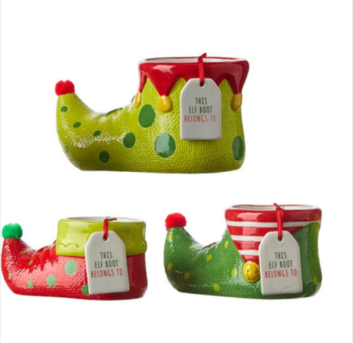 Christmas elf Shoes, Christmas gift, christmas containers, christmas planter, ceramic elf shoes - Naturally GiftedNY